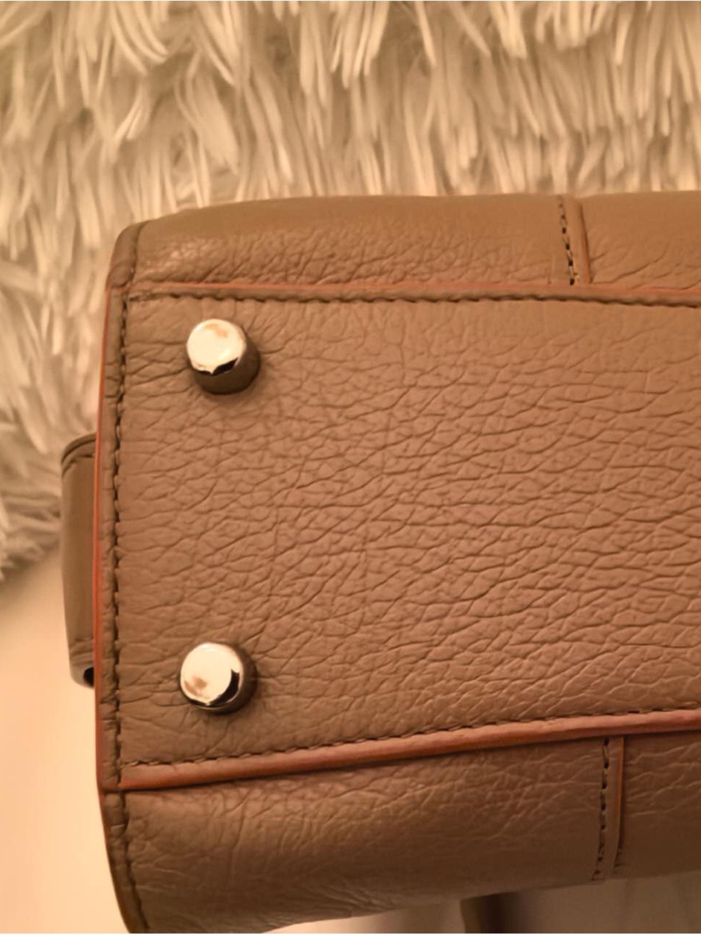 Coach Taupe Satchel with Pink and Coral Trim - Picture 8 of 9